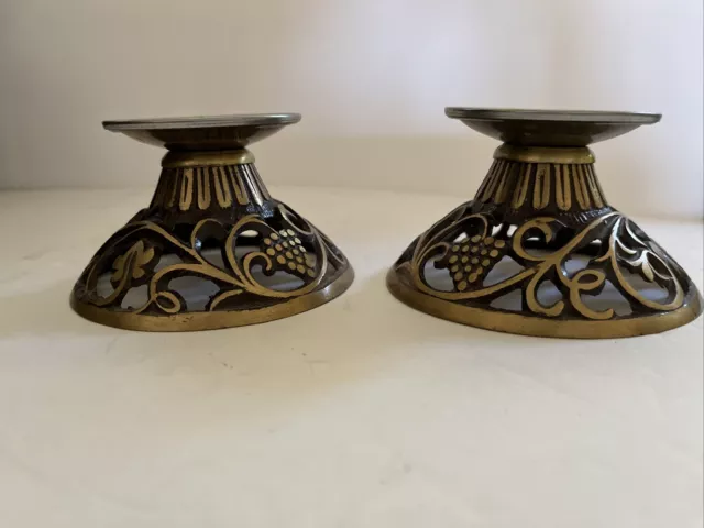 Vintage Oppenheim Brass Pair of Shabbat Candlesticks Israel