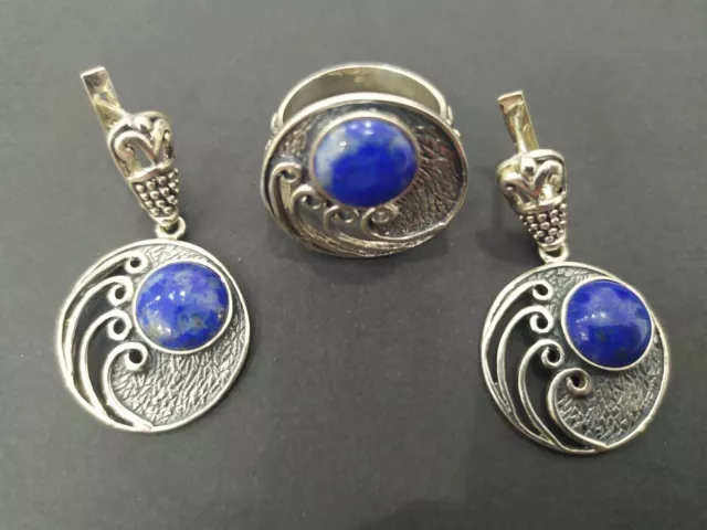 Espíritu armenio Plata de ley 925 lapislázuli azul brillante Pendientes...