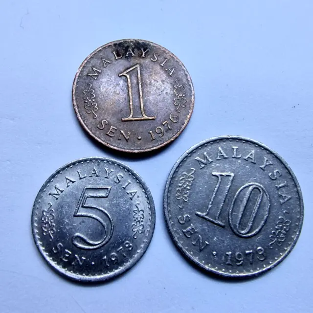 Malaysia 1970's - 3 Coins Set - Rising Sun & Moon Issue