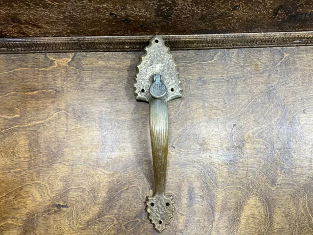 Antique Craftsman Brass Door Pull /  Handle Hand Forged Architectural Salvage