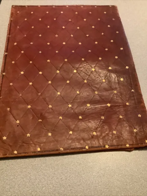 LEATHER BOOK COVER FOLDER EMBOSSED ORNAMENTS 1970s