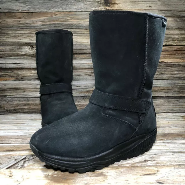 Skechers Shape-ups 24860 Black Nubuck Winter Boots Women US 9, UK 6, EUR 39