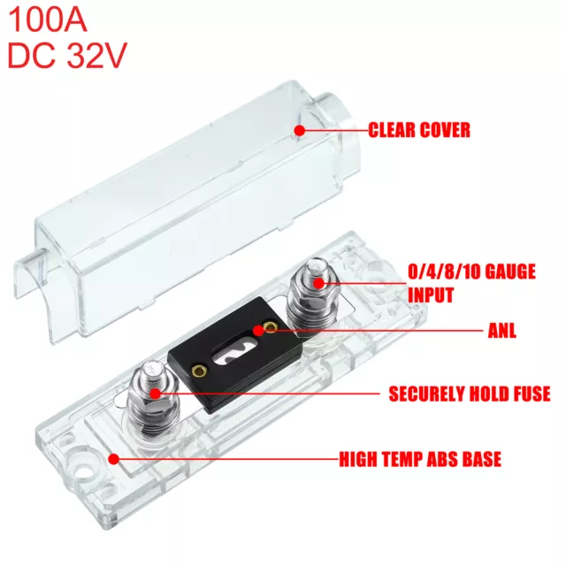 1 Satz transparente Sicherungshalter für Autos mit 100A ANL-Sicherungen 3