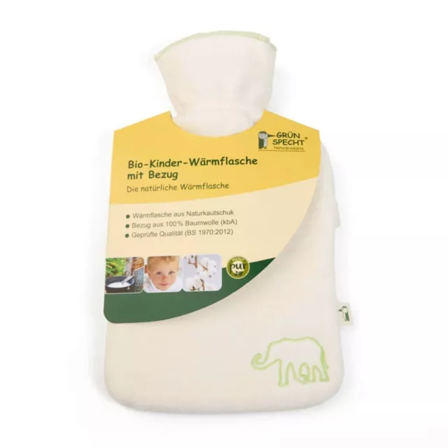 Bio Kinder-Wärmeflasche aus Naturkautschuk mit abnehmbarem Bezug aus Baumwolle