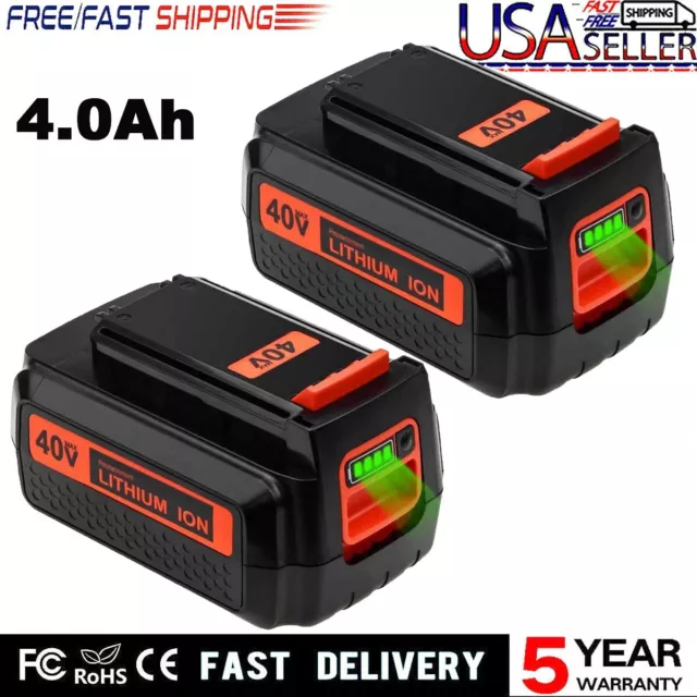 2Pack For Black+Decker 40V 4.0Ah 40 Volt Max Lithium LBXR36 LBX2040 Battery Tool