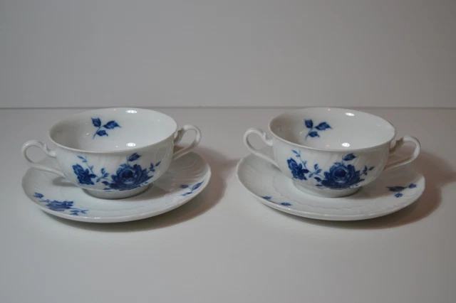 Pareja de tazas y platos de consome Royal Tettau