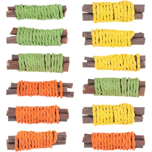 12Pcs Bunny Chew Toys Chewing Sticks Pet Snacks Treats Molar Teeth Grinding Toy