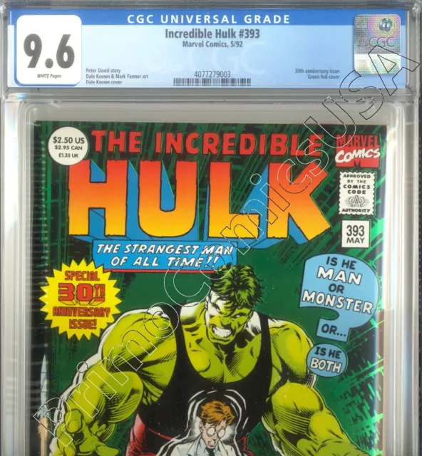 PRIMO:  HULK #393 green foil cover 30th Anniv 1993 Marvel comics NM+ 9.6 CGC