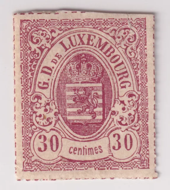 Luxembourg SC #23 30c Stamp, Frankfurt Print, Rouletted in Color, MOGHR CV $1200