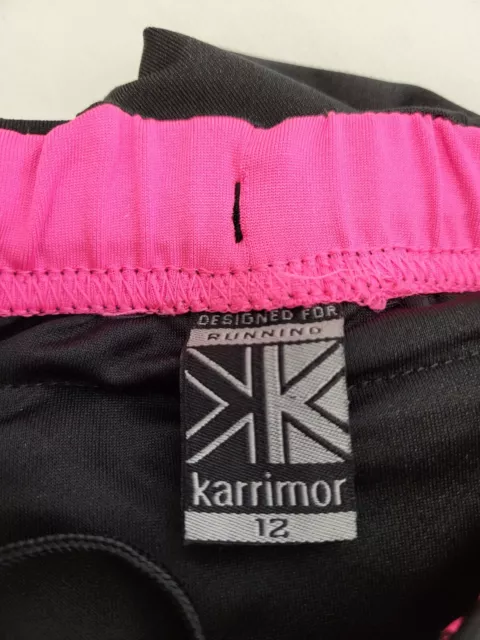 Pantaloni Yoga Vv435 Ragazze Karrimor Neri Rosa Aderenti 3/4 Uk Età 12 Anni W25 L19 3