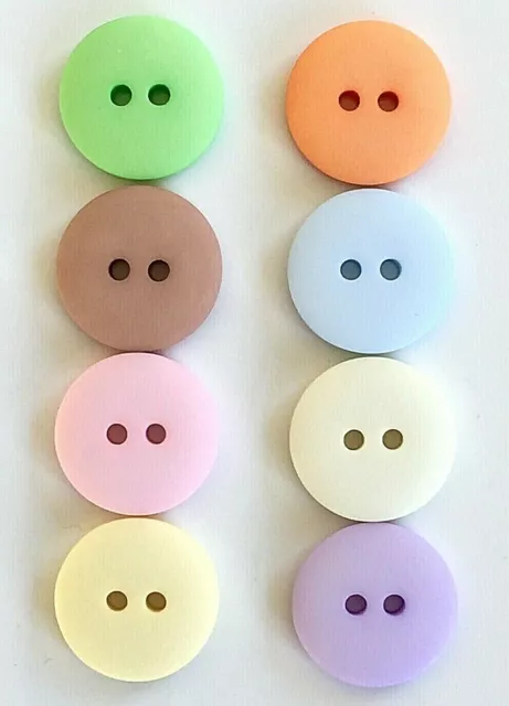 Pack of 8 Summery Shades Smartie Buttons in 5 Sizes and Many Soft Shade Colours