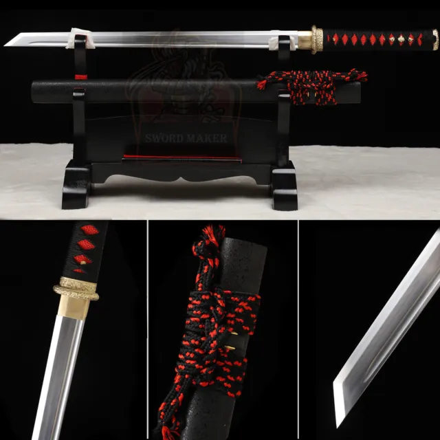 Handmade Wakizashi Japanese Samurai Katana Sword Ninja Full Tang T10 Steel Sharp