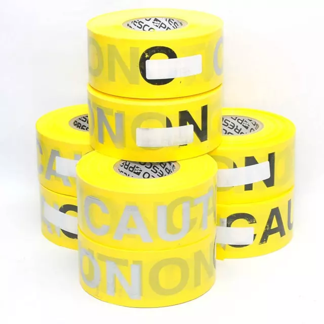 NEW: Case lot (8 rolls) Presco RB3103Y16 Yellow Caution Tape 3"x1000' Reflective