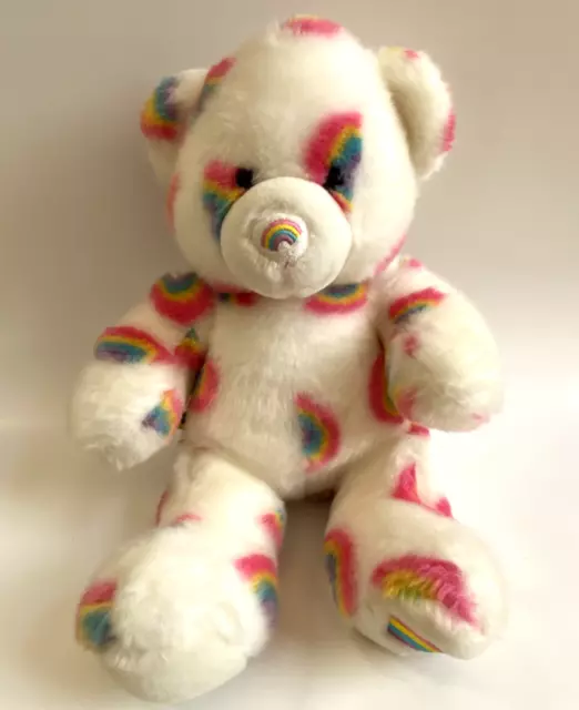 Build A Bear Workshop White Teddy Bear Rainbows Summer Season of Hugs Plush BAB,