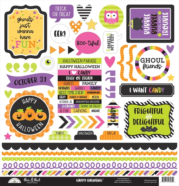 Doodlebug This & That Cardstock Stickers 12"X12"-Happy Haunting ST7430