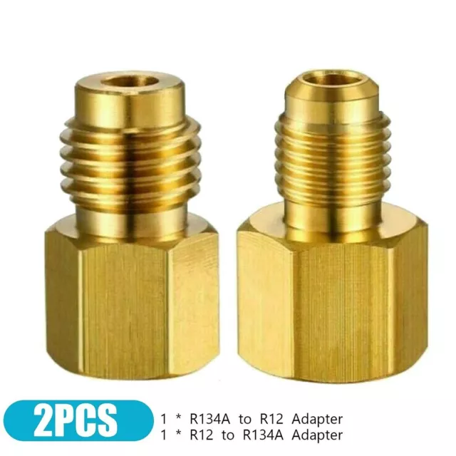 Neu Praktisch Adapter Teile Fitting Fittings Gold Messing R134a Bis R12