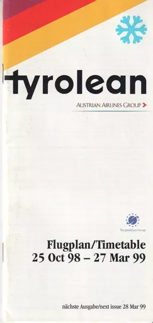 Tyrolean Airways timetable 1998/10/25