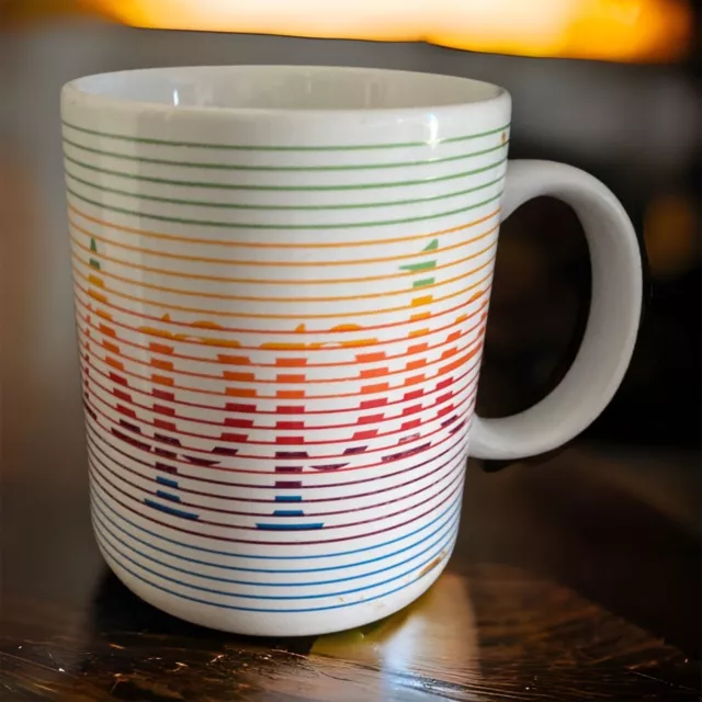 Vintage 80's Apple Macintosh Computer Ceramic Mug Coffee Rainbow USA Mac