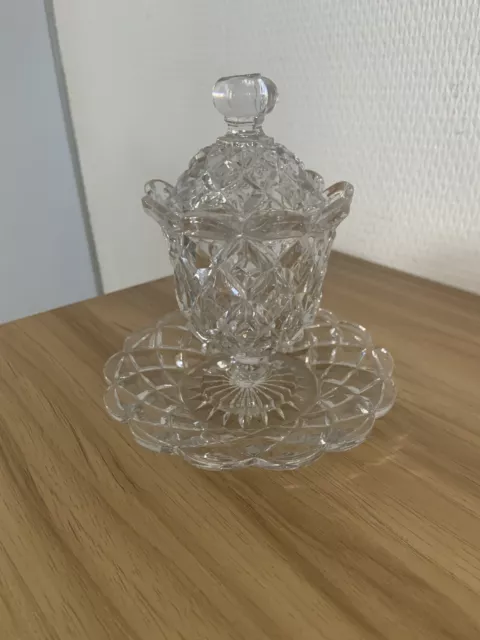 Ancien Moutardier En Cristal Baccarat