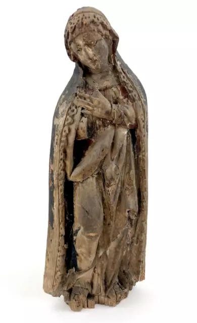 Antike Heiligenfigur Madonna Holz geschnitzt Muttergottes 19. Jahrhundert