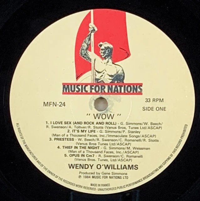WENDY O. WILLIAMS WOW [Vinyl LP] Music For Nations France, 1984