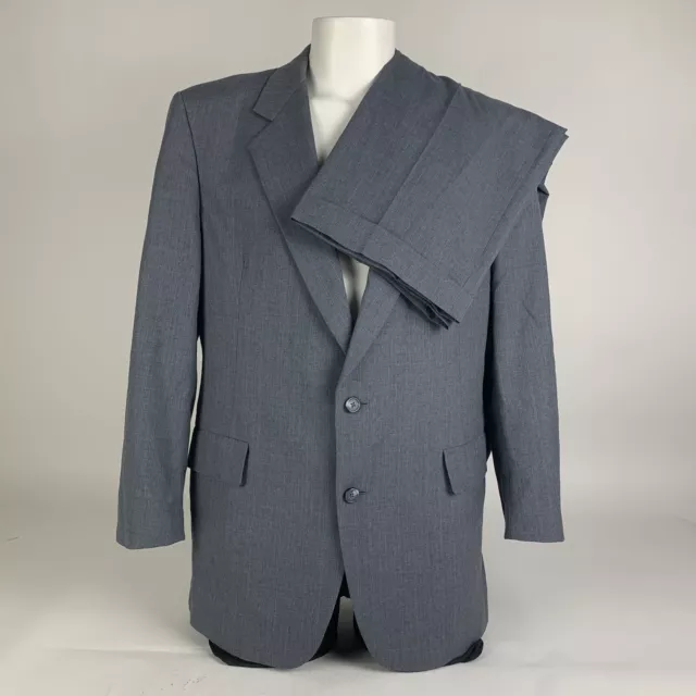 Mens Hart Schaffner Marx Gray Striped 2pc Suit Blazer Jacket Size 44 Pants 38x27