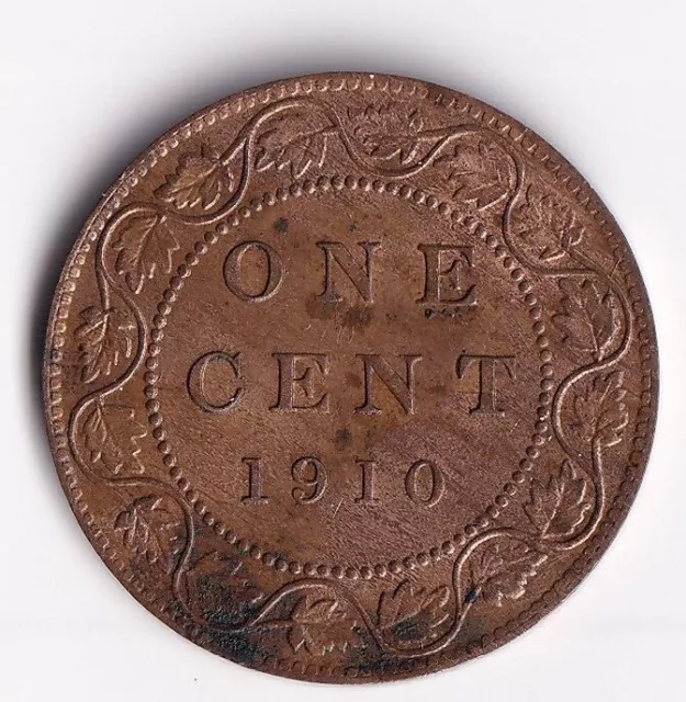 Canada 1910 1 Cent One Large Cent King Edward Nice UNC Details