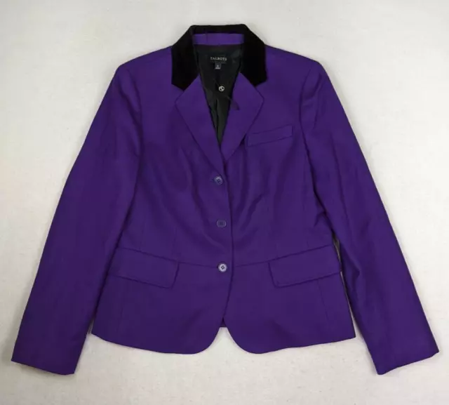 Talbots - Women's Purple Wool Blazer Jacket With Velvet Trim - Size 12