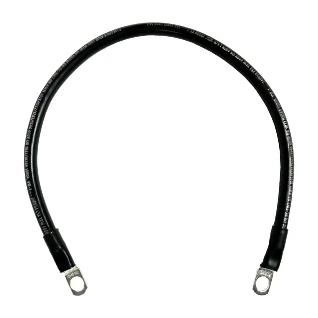 Marine Battery Cable, 4 AWG, Tinned Copper w/ Black PVC, 24" Length, 5/16" Lugs