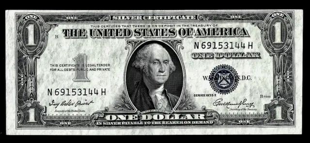 U.s.a ( 1 ) Bank Note  Silver Certificate  1 Dollar  1935 E  Extra Fine