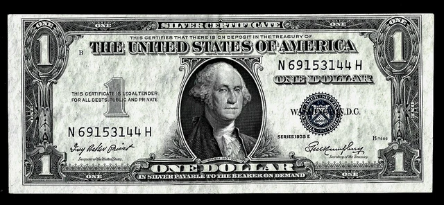U.s.a ( 1 ) Bank Note  Silver Certificate  1 Dollar  1935 E  Extra Fine