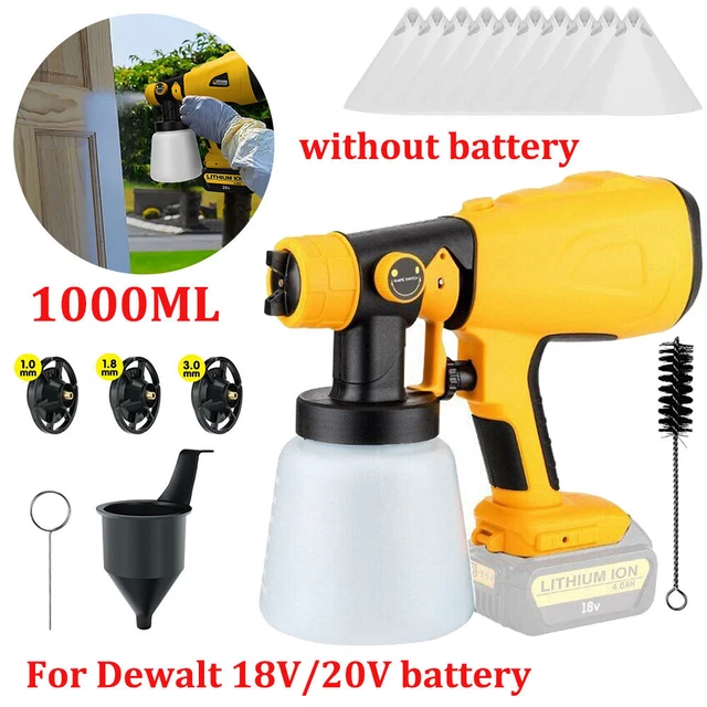 CORDLESS PAINT SPRAYER 1000ML Electric Spray Gun for Dewalt 18V Liion