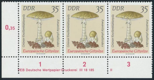 DDR 1939 DV,35Pf Europäische Giftpilze,Druckvermerk,Formnummer II,7 LZ/dgz,**