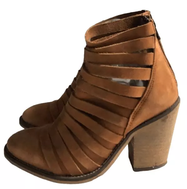 FREE PEOPLE Hybrid Strappy Leather Bootie Distressed Terracotta Size 38 US 8.5