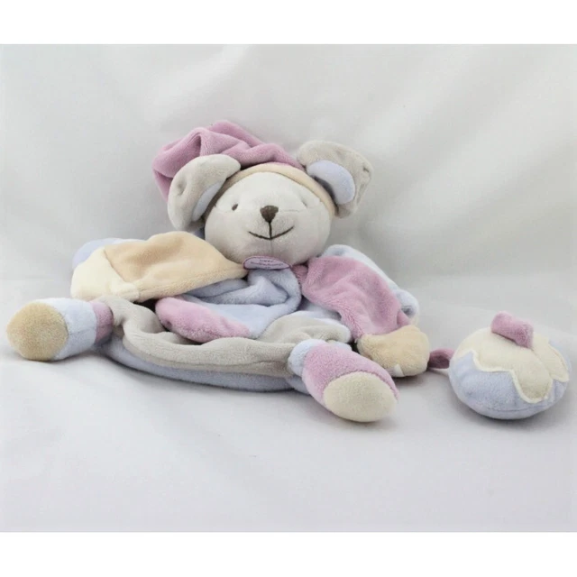 Doudou et compagnie marionnette souris grise bleu rose beige collector - 19232