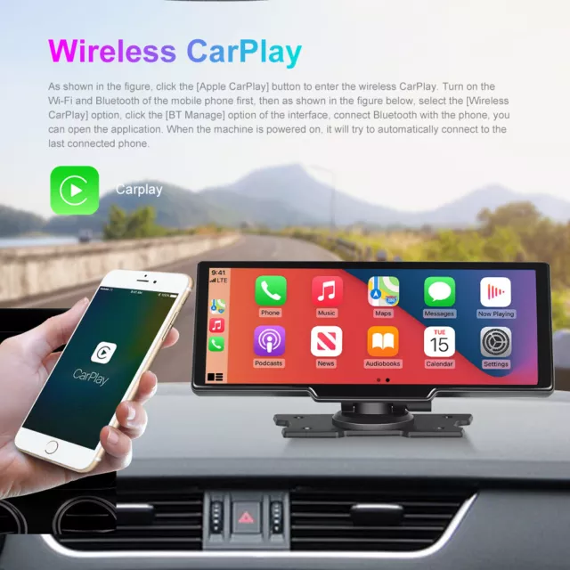 9.3" Touch Screen Carplay Car Stereo Radio GPS Bluetooth MP5 Player Waterproof 3