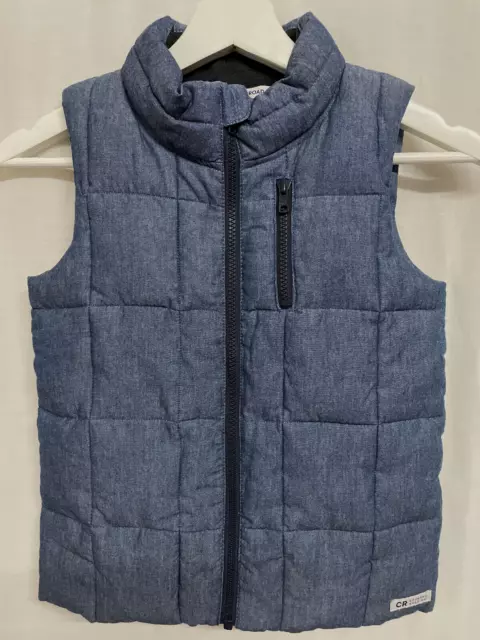 Country Road Boys Puffer Vest Size 6 - 7 Denim Blue Cotton Sleeveless Jacket NEW