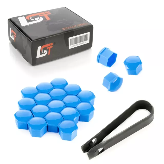 20x Caps Tapones de Tornillos de Rueda Conjunto Azul Brillo 17mm para Peugeot