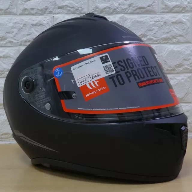 MT Draken Full Face Motorcycle Motorbike Helmet - Matt Black - S : 55 - 56