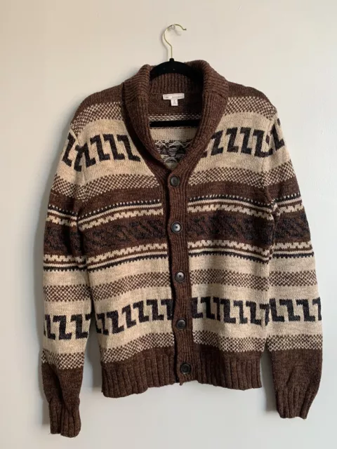 Gap Beach Fair Isle Cardigan Sweater Brown Small