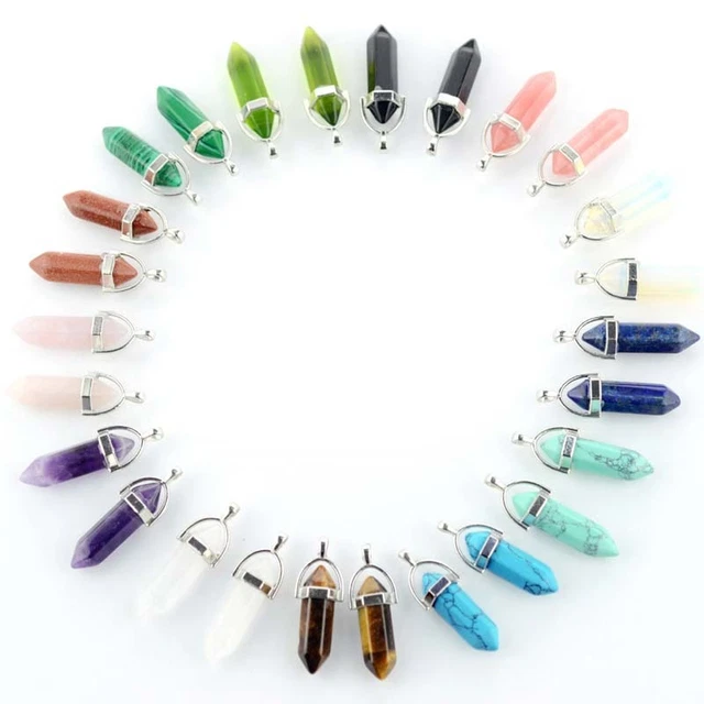 Natural Stone Hexagonal Pendant Necklace Healing Crystal Quartz Chakra Jewelry 5