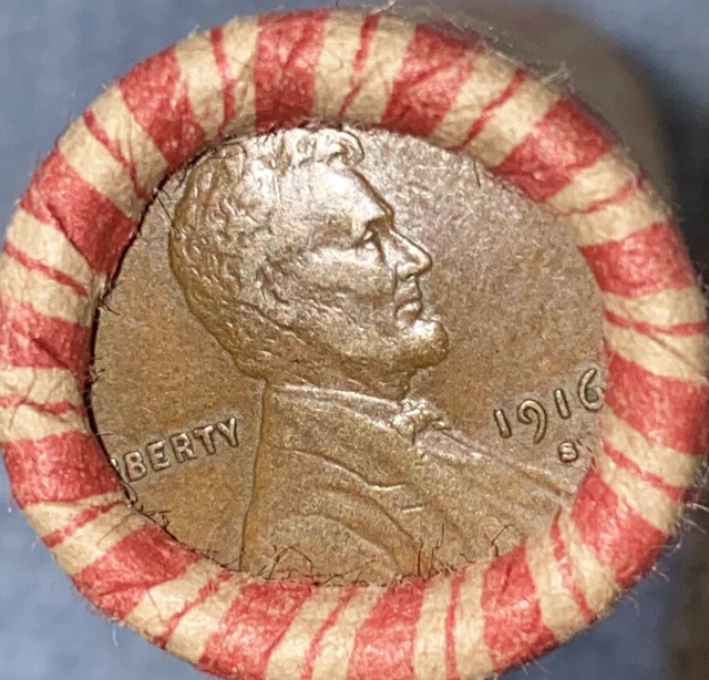 1 US Lincoln Wheat Cent Penny Roll 1916-S/1909 VDB UNC (50 Coins) Old Vintage