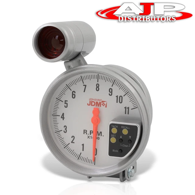 5" White Face Tachometer 11K RPM Tach Gauge w/ Red Shift Light For Supra Celica