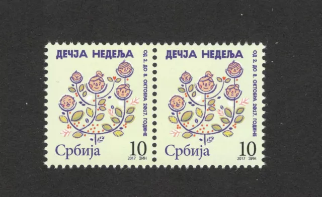 Serbia-Mnh Pair-Tax Stamps-Children's Week-2017.