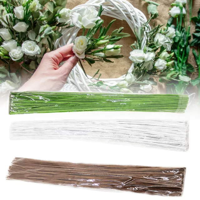 100pcs Flower DIY Bouquet Accessories Green White Coffee Iron Floral Wire Stems.