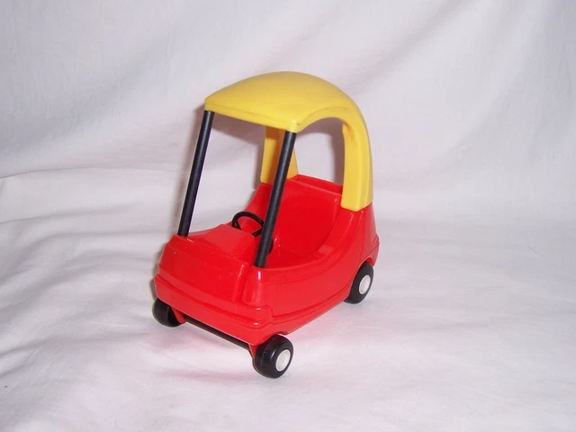 Vintage Little Tikes Dollhouse Size Mini Cozy Coupe Car Toy Small Red Yellow EUC