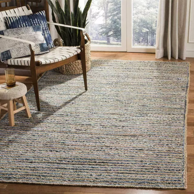 Rug Natural Denim & Jute rug Handmade carpet rustic look area home décor rugs