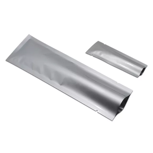 100Pcs Long Flat Open Top Vacuum Pure Aluminum Mylar Foil Bag Grade Pack Pouches