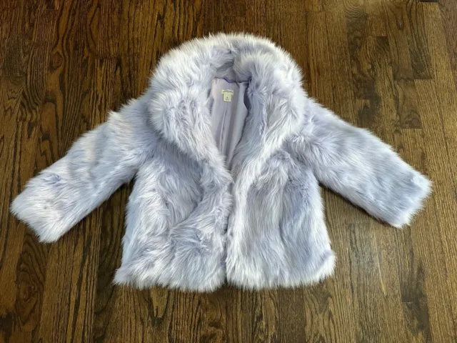 J.CREW CREWCUTS Light Purple Faux Fur Coat Girls Size 8