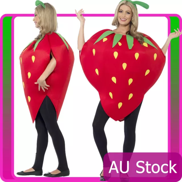 Strawberry Costume Ladies Mens Unisex Novelty Fruit Funny Party Fancy Dress